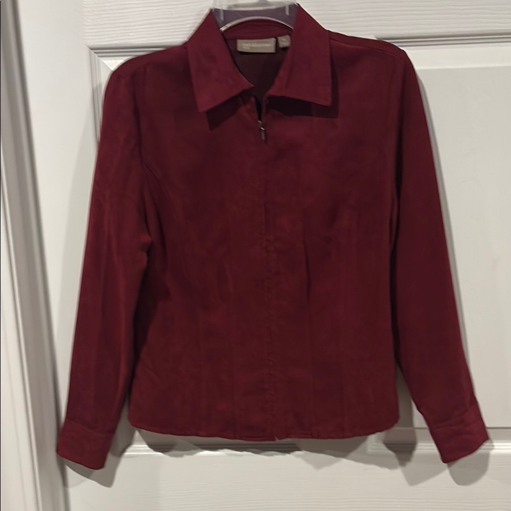 croft & barrow Petite Zip-Front Jacket - Burgundy